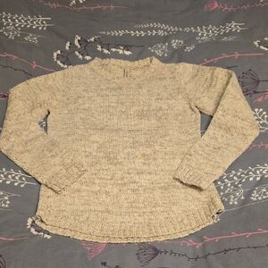 Cream Knit Crew Neck Cotton Sweater Size S-M